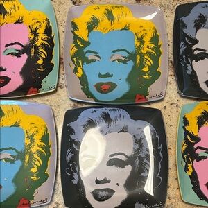 Andy Warhol Marilyn Monroe Pop Art Square Plates- set of 6